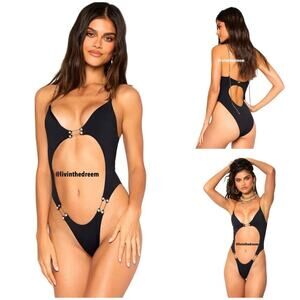 BEACH BUNNY NOELANI BLACK ONE PIECE SZ L $225